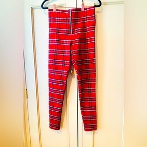Zara Red Stretch Plaid Pants. Very Gwen Stefani.